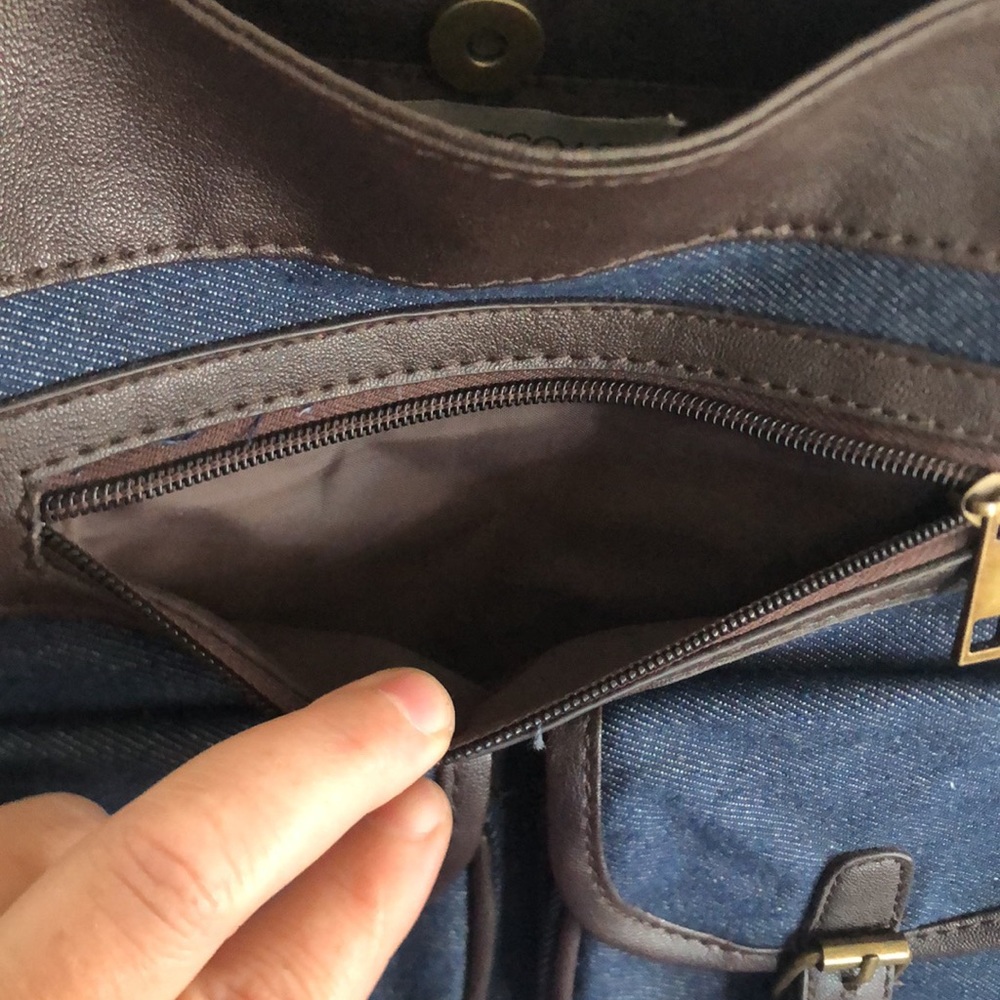 Gold Coast Blue Jean and Brown Shoulder Bag AS IS - Picture 6 of 16